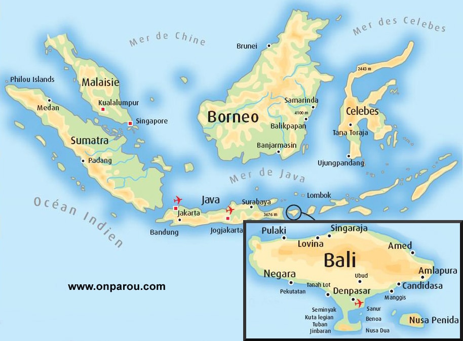 Carte de Indonésie/Bali